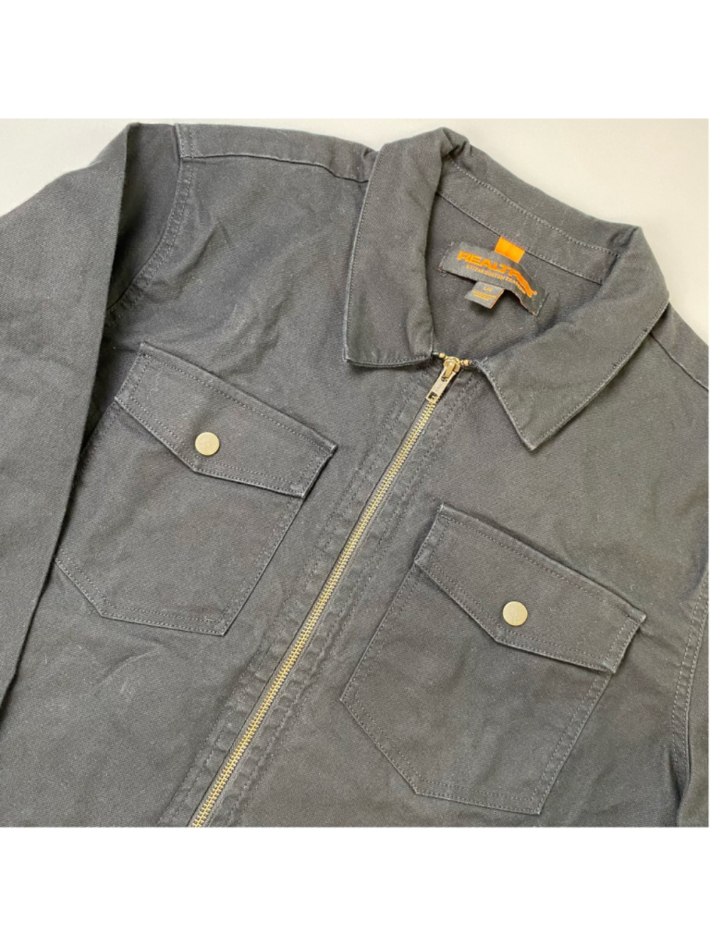 RealTree Jacket Large Black Canvas Zipper Workwear Gorpcore Minimalist Casual
